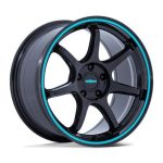 Statusfälgar RC208 BPU GLOSS BLACK W/ TEAL STRIPE 9.5x19 jako:5x114,3 et:20