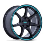 Statusfälgar RC208 BPU GLOSS BLACK W/ TEAL STRIPE 9.5x19 jako: 5x114,3 et: 38
