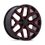 Statusfälgar PR177 GLOSS BLACK RED MILLED 9x22 jako: 6x139,7 et: 24