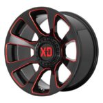 Statusfälgar XD854 Gloss Black Milled With Red Tint 10x20 jako: 5x127/139,7 et: -18