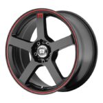 Statusfälgar MR116 Matte Black Red Racing Stripe 7x17 jako: 4x100/108 et: 40