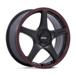 Statusfälgar PE003 P2E MATTE BLACK W/ RED LIP 8x19 jako: 5x110/115 et: 40