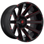 Statusfälgar FC643 GLOSS BLACK RED TINTED CLEAR 12x22 jako: 6x135/139,7 et: -43